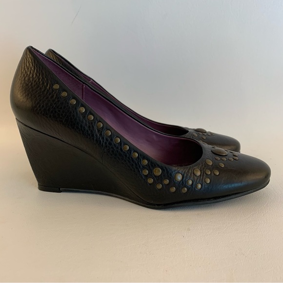 Diego ai Lucca Black Leather Wedges - Picture 4 of 7